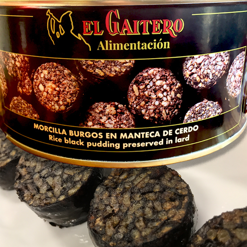 Morcilla Burgos - El Gaitero Asturian Black Pudding in Lard 3kg gr wt tin